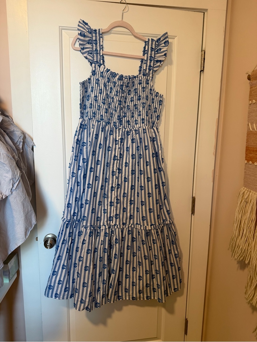 Anthropologie Peregrine Ruffle-Strap Smocked Midi Dress
